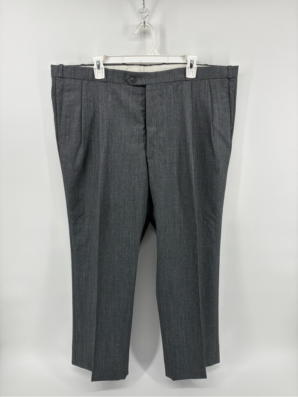 Pronto Uomo Wool Blend Front Crease Pleated Classic Gray Dress Pants